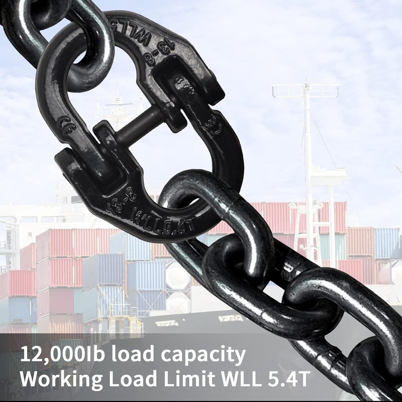 TBAPFS 1/2" Grade 80 Alloy Steel Hammerlock Coupling Link, Tow Hitch Hammer Lock Safety Trailer Chain Adapter Connector Link for Heavy Super Duty Truck Chain Hitch, 12000 Lbs Work Load Limit - Black - Image 5